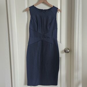 Elegant Navy Pinstripe Dress